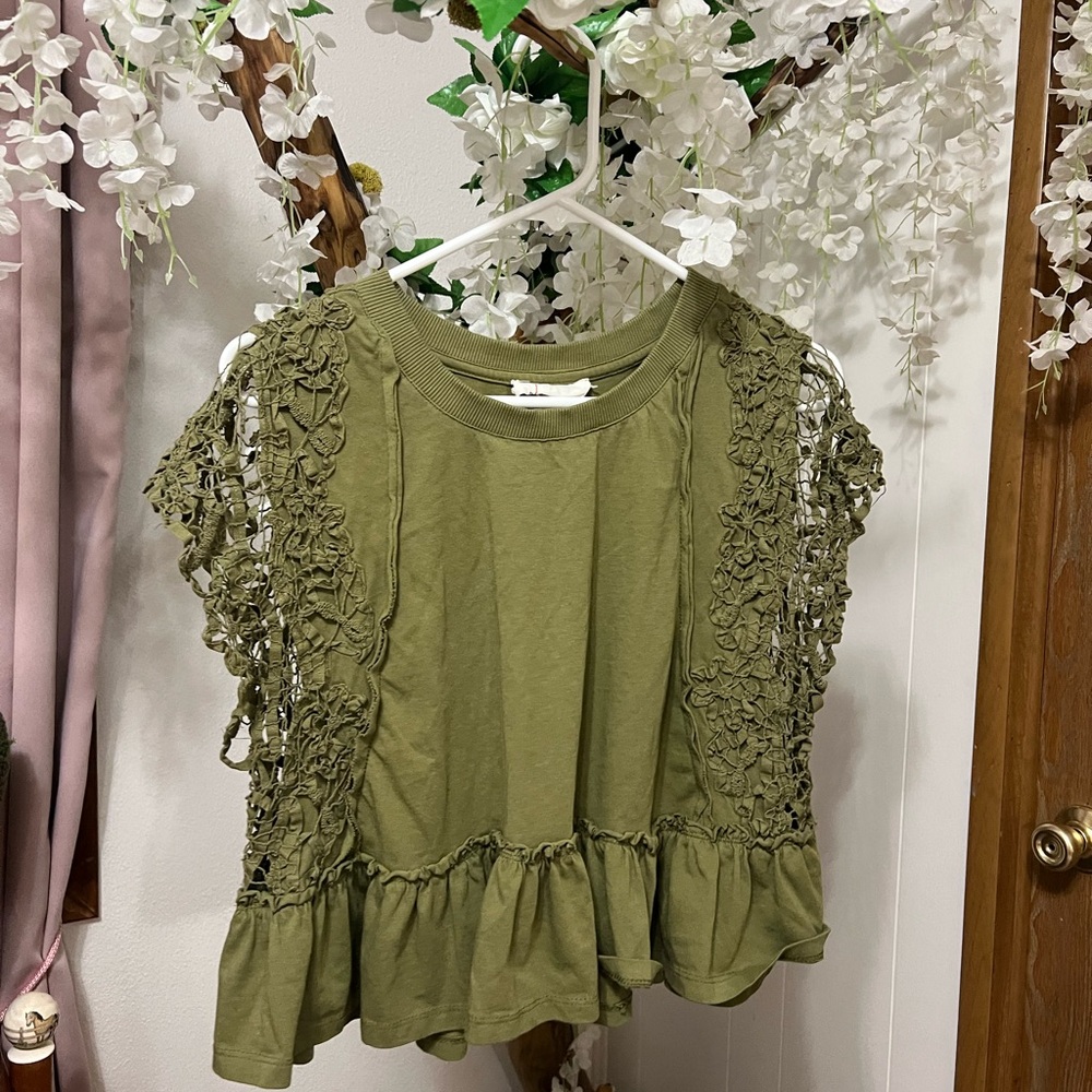 Anthropologie Green Baby Doll Blouse Top - Picture 8 of 12